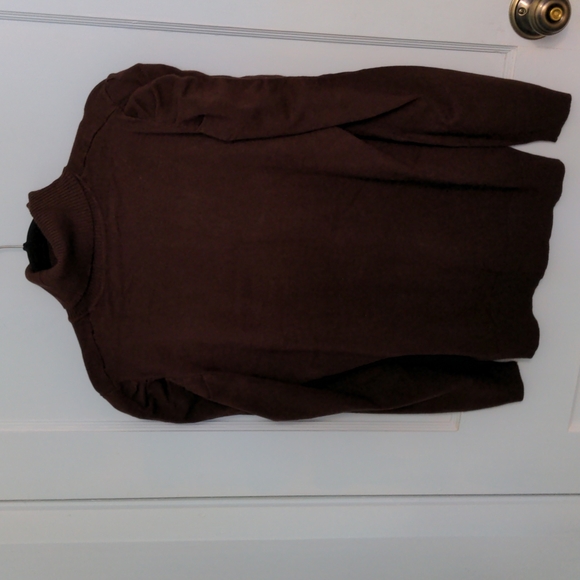 Brown Turtleneck Size Large with Pleated Details on Shoulders - Picture 3 of 3